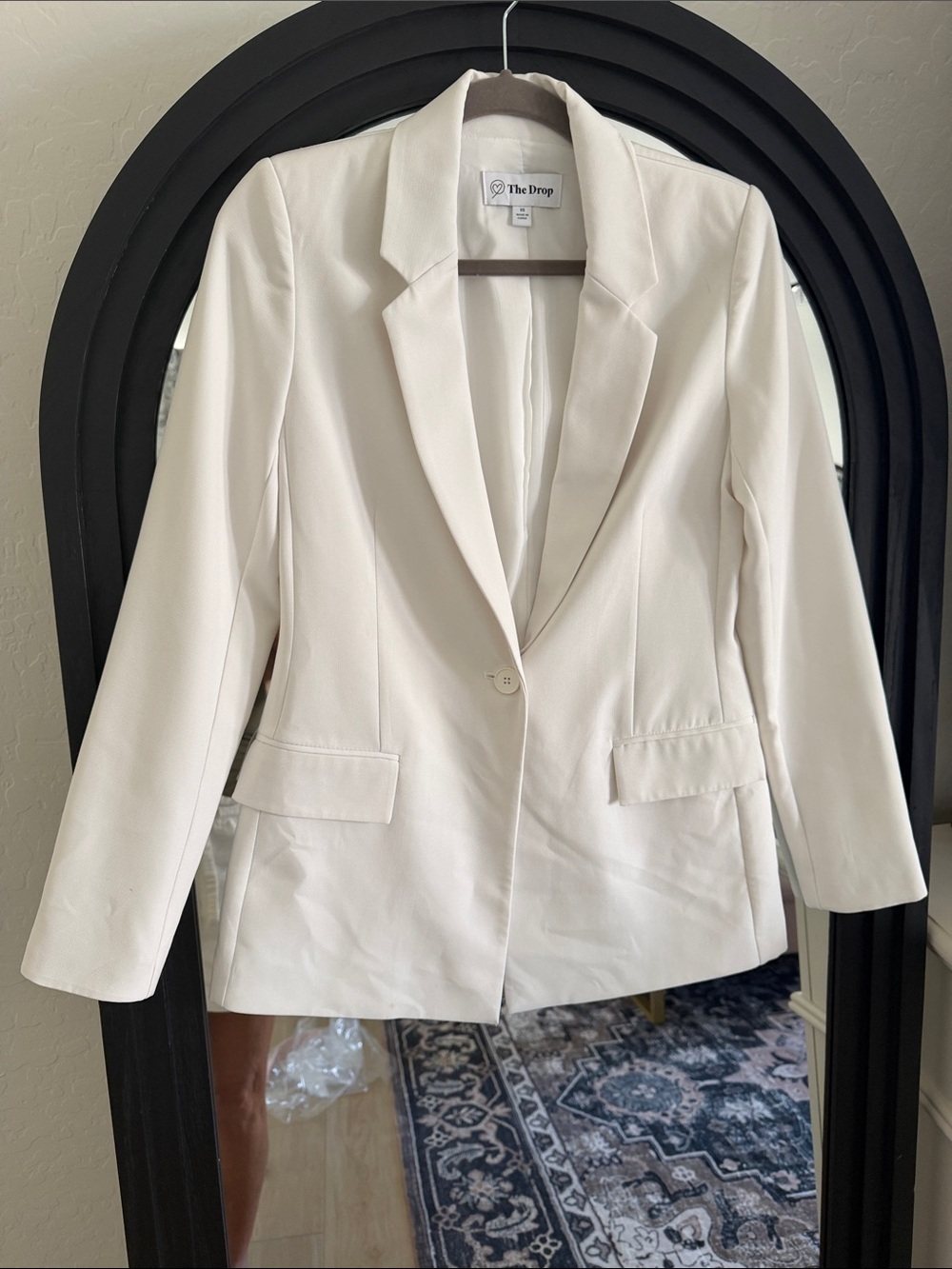 The Drop Cream Single-Button Blazer - Tailored Women's Suit Jacket